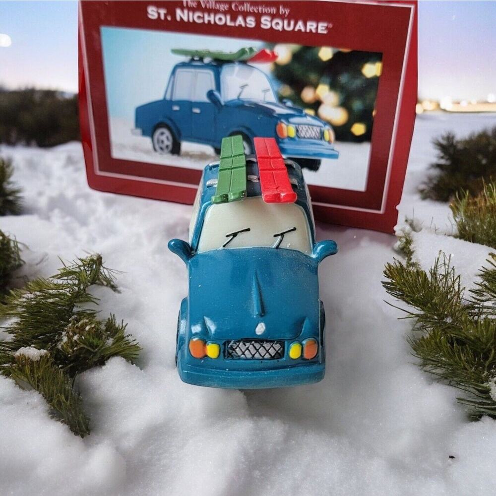 St. Nicholas Square Goin' Skiing‎ village accessory xmas car Nick Table Accent
